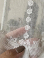rideau blanc broderie florale franges translucide classique romantique 112x70cm 141x70cm 174x70cm 54x70cm 83x70cm
