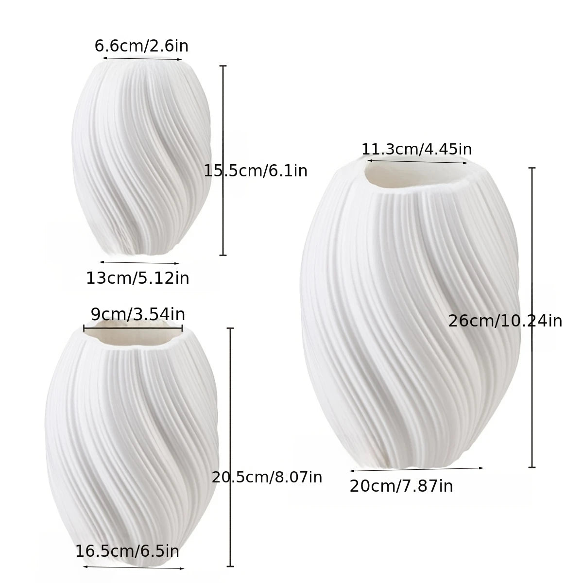 vase moderne plastique blanc rayures ondulées décoration intérieur salon mariage pièce