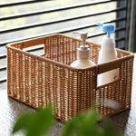 panier osier marron clair tissage régulier rustique rangement articles divers respectueux environnement