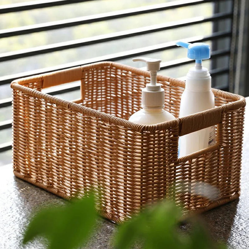 panier osier marron clair tissage régulier rustique rangement articles divers respectueux environnement