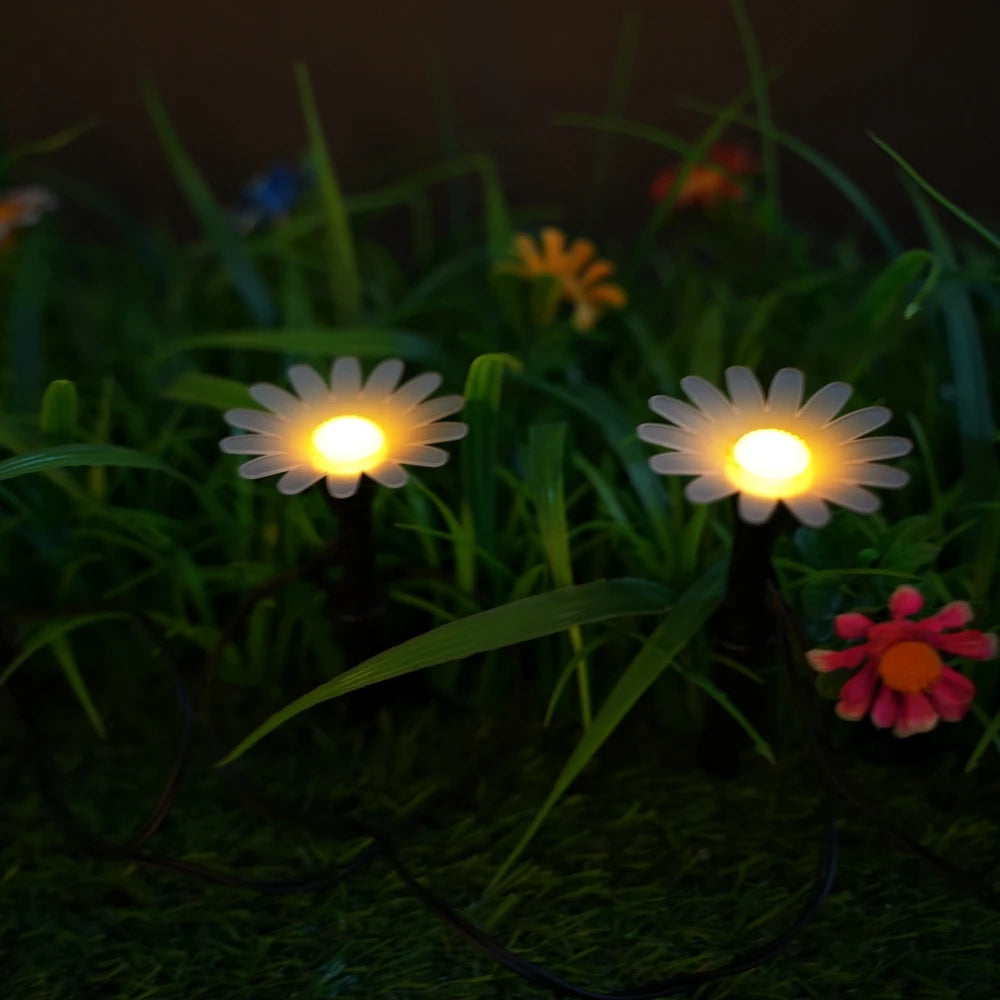 lumière solaire fleur blanc jaune 20 led moderne décoration extérieure chambre balcon festival