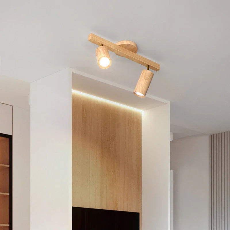 lampe spots bois naturel moderne murale éclairage maison entrée 90 260V LED