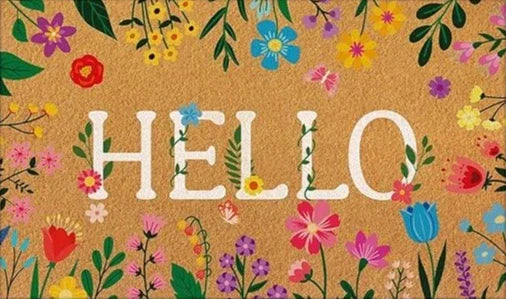 tapis d'entrée marron clair fleurs colorées résistant rides extérieur salon 50x80cm 40x60cm 30x50cm naturel
