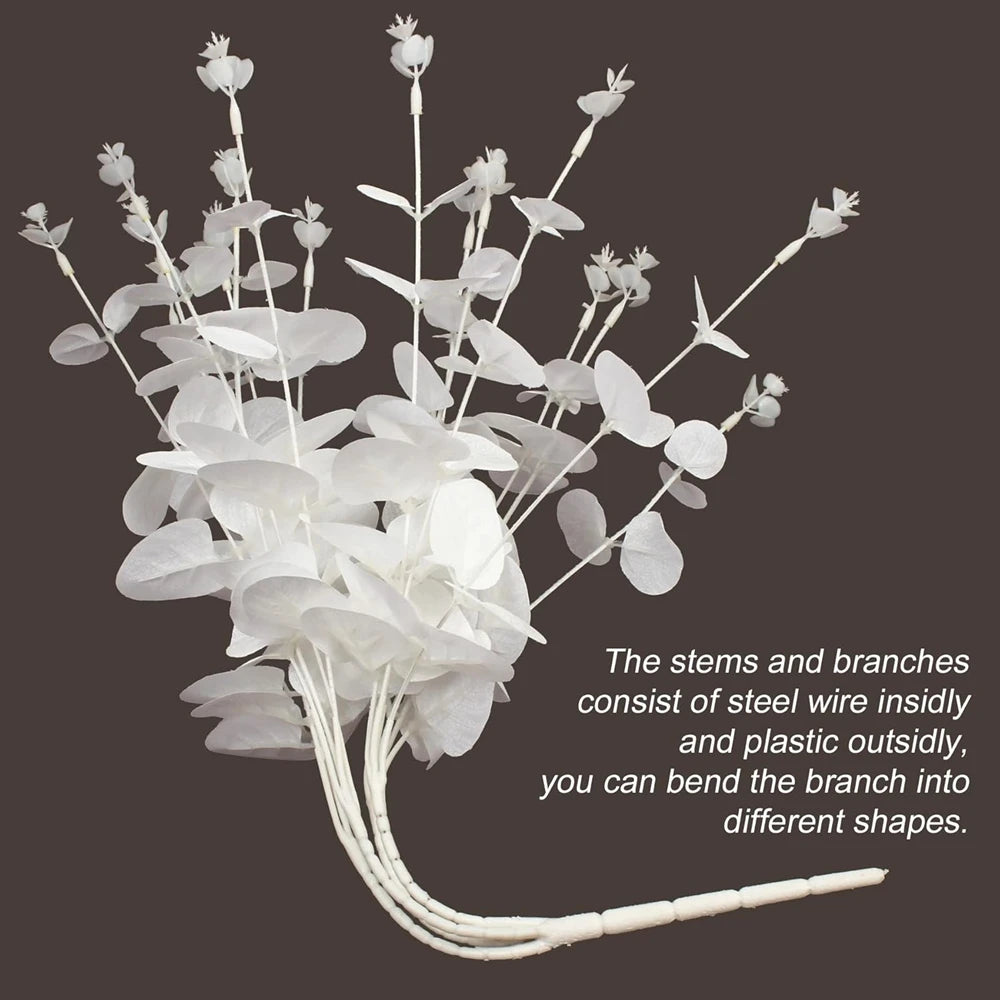 feuilles eucalyptus blanches vase decoratif decoration maison moderne accessoires deco intérieure blanc marron gris