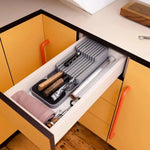 rangement couteaux gris bloc vertical moderne tiroir cuisine organizer porte six