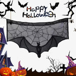 rideau halloween toile d'araignée chauve souris noir polyester fenetre cuisine decoration horreur
