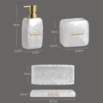 ensemble salle bain blanc or marbre moderne brosse dents savon pompe plateau rangement