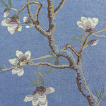 rideau bleu brodé fleurs classique opaque maison bleu clair franges
