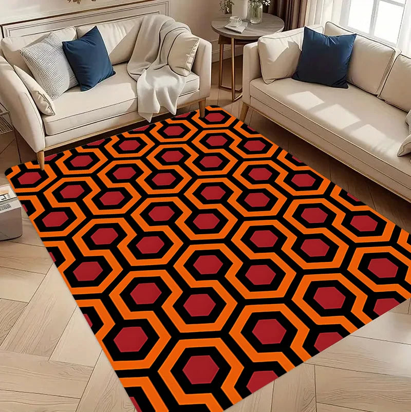 tapis géométrique orange moderne salon chambre décoration extérieur 30x50cm 40x60cm 50x80cm