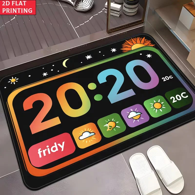 tapis moderne numérique antibactéries résistant décoloration antidérapant salon entrée extérieur multicolore temps météo