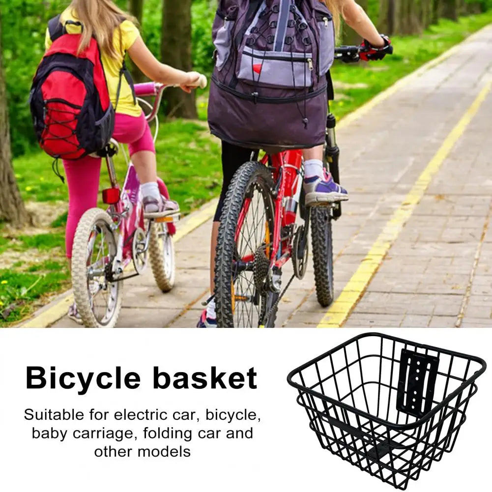 panier avant vélo noir acier fixations large capacité classique utilitaire