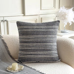housse coussin rayé polyester 45x45cm moderne blanc beige gris vert chambre
