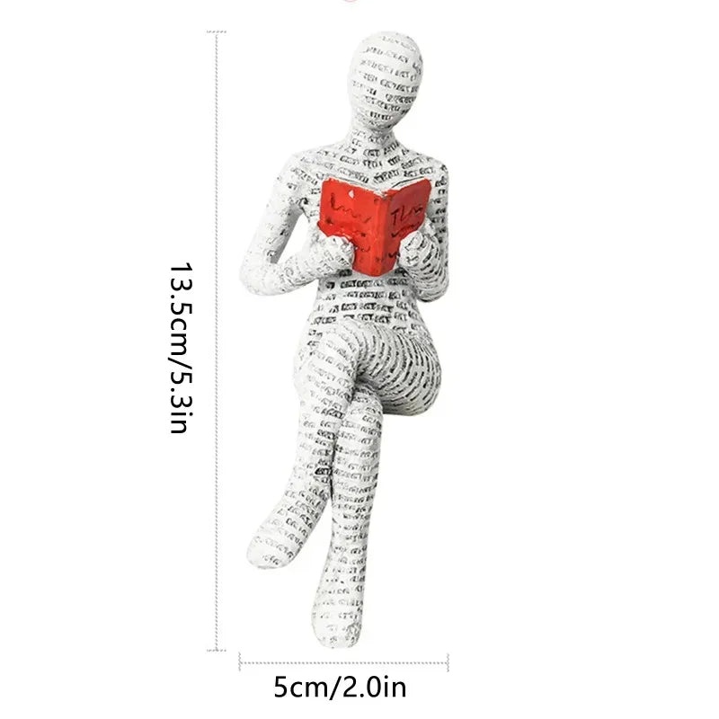 statue résine femme lisant blanc noir livre rouge texture papier imprimé minimaliste décoration erotique