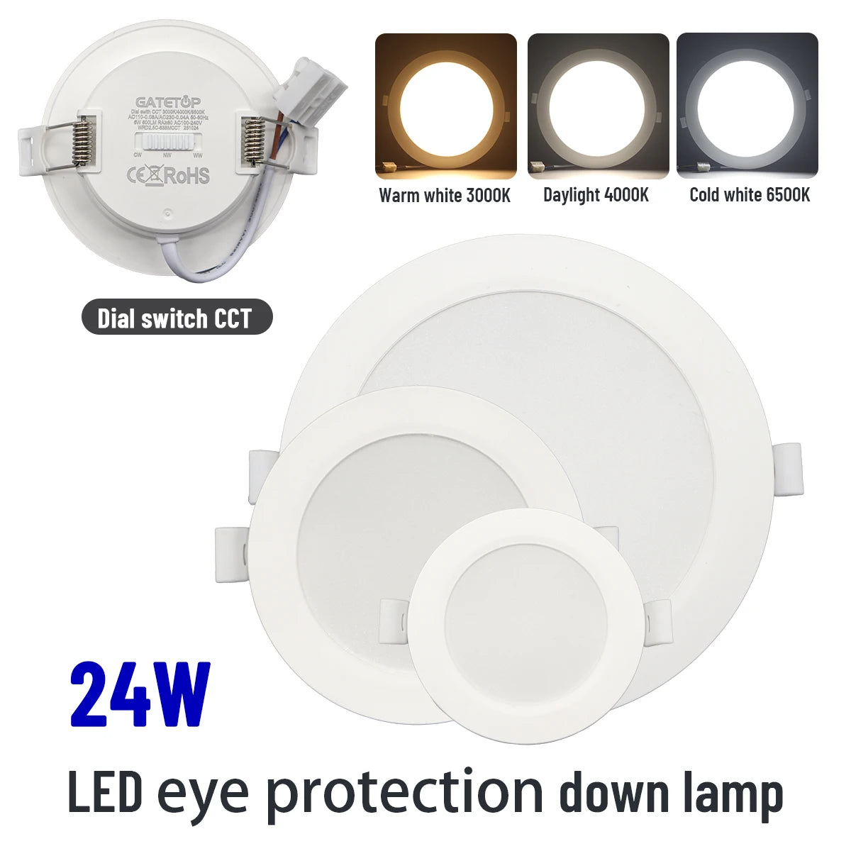 lampe led encastrable 6w 10w 14w 17w 20w 24w blanc moderne cct ac100240v