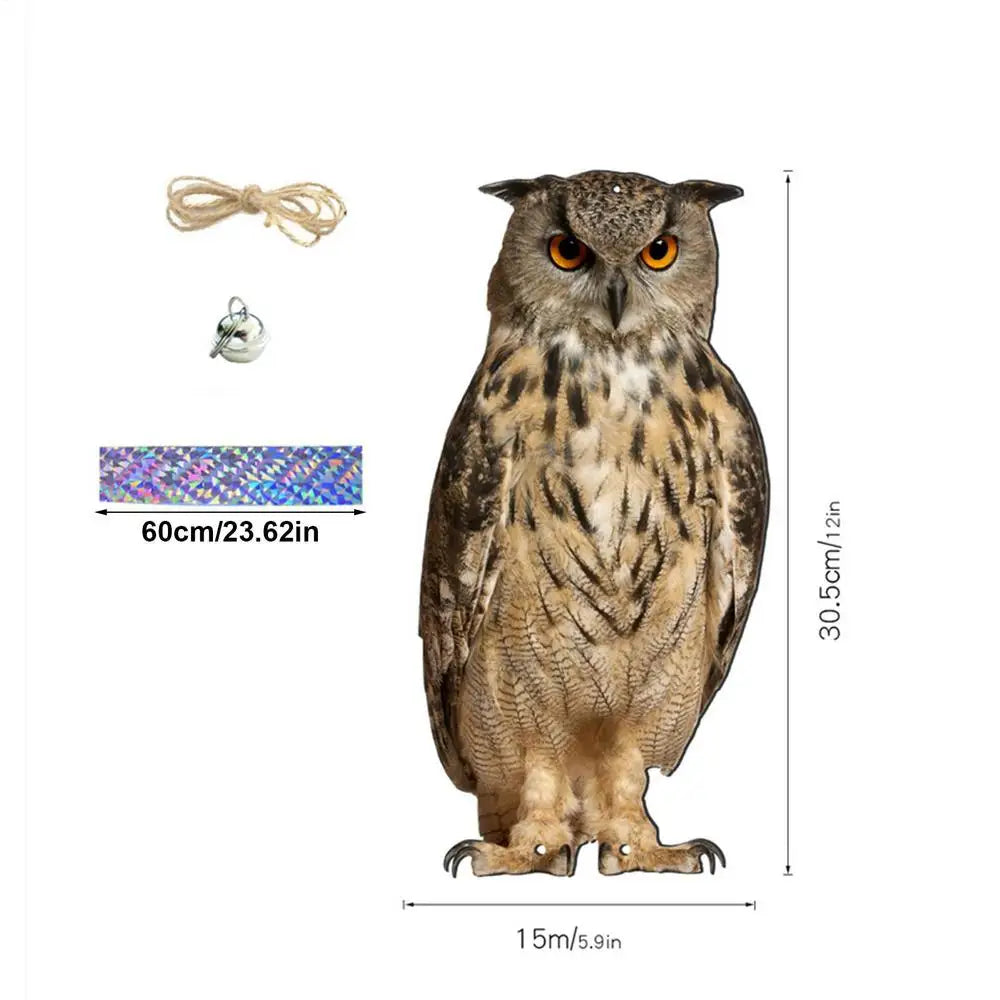 pendentif oiseau faux chasseur repousse oiseaux deco jardin protection exterieur waterproof corde anneau métal