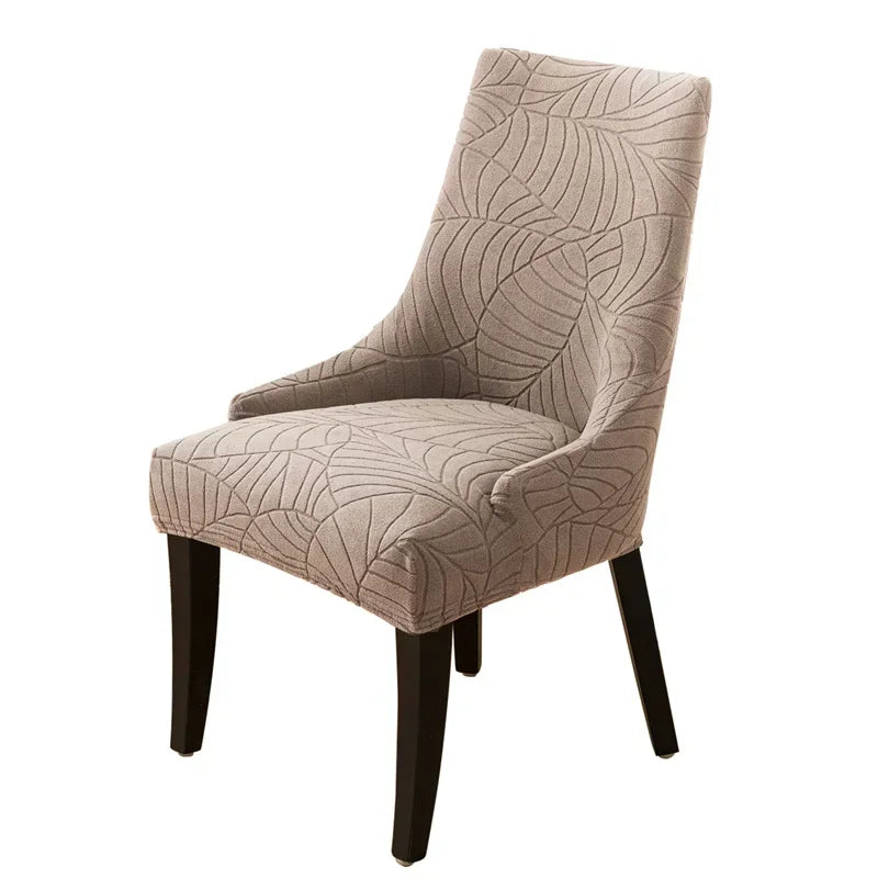 housse chaise motif feuilles beige clair élastique adhésif moderne salon maison