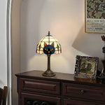 lampe table tiffany vitrail chat noir blanc contemporain interrupteur bouton stained glass