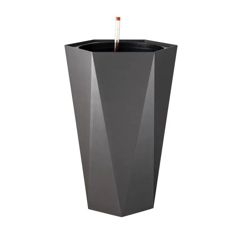 pot plantes contemporain gris beige noir facettes géométriques intérieur extérieur