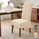 housse chaise beige feuilles stylisées élastique moderne anti poussière polyester spandex longueur dos chambre