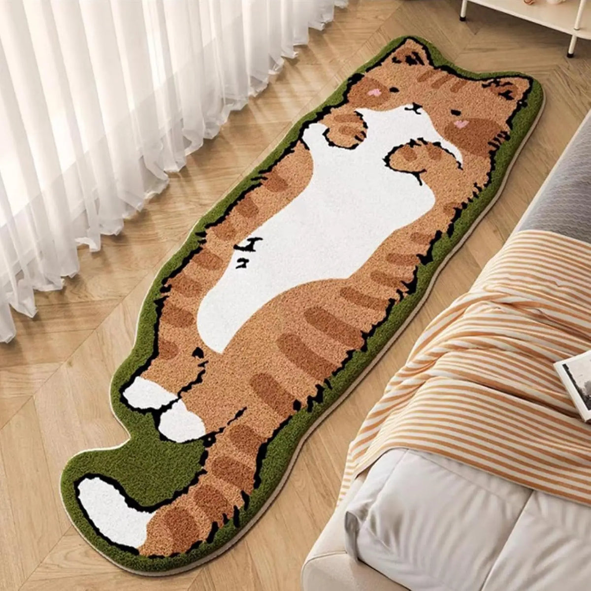 tapis dessin animé chats motifs fourrure gris blanc moderne antidérapant polyester voyage