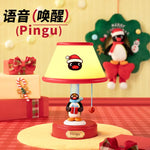 lampe table dessin animé pingouin bleu jaune rouge abat jour cartoon figurine carte postale