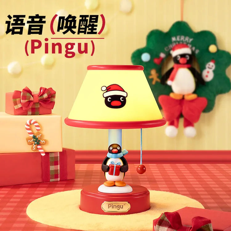 lampe table dessin animé pingouin bleu jaune rouge abat jour cartoon figurine carte postale