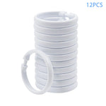 anneaux rideau transparent blanc modernes 12 pièces métal douche tringle