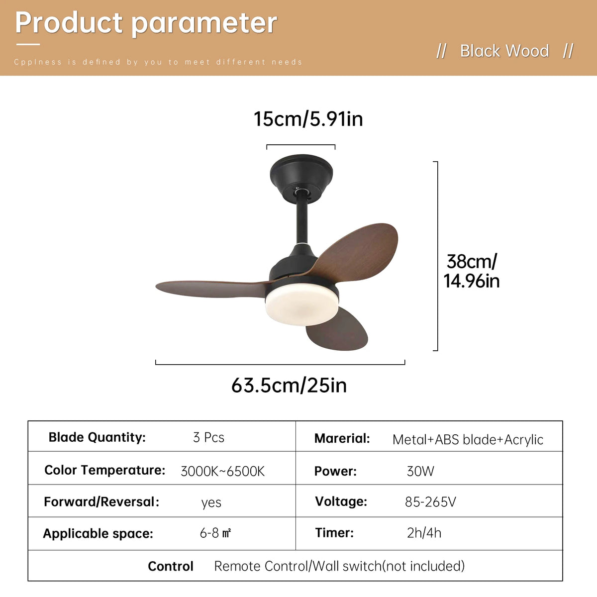 ventilateur led lumière télécommande blanc noir marron moderne traditionnelintérieurextérieur