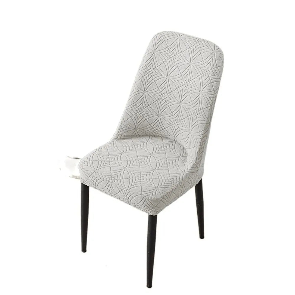 housse chaise gris rose motif géométrique moderne adhésif élastique polyester coton