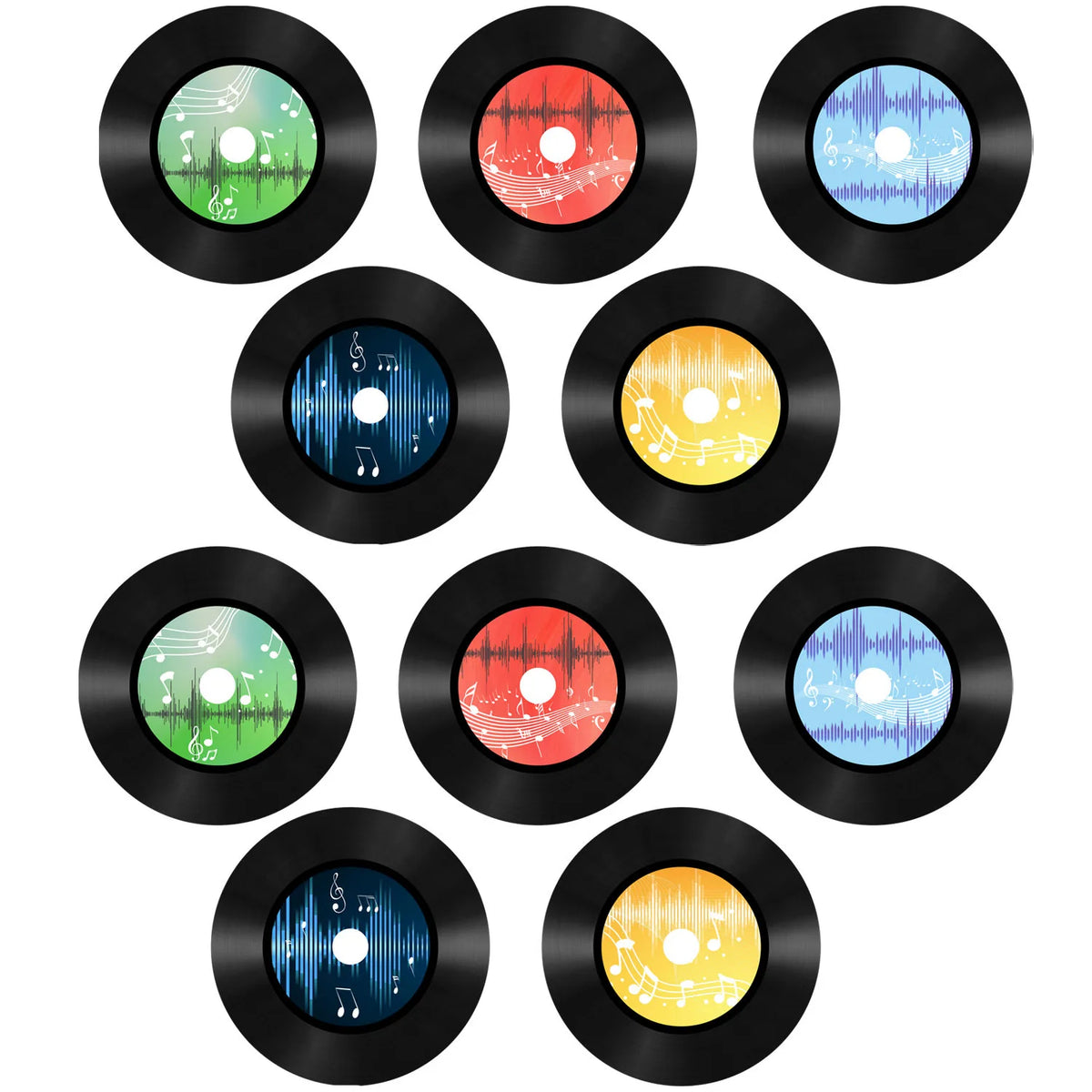 autocollants 3d disques vinyle vintage motifs musicaux notes partitions adhésifs muraux modernes noirs rouges