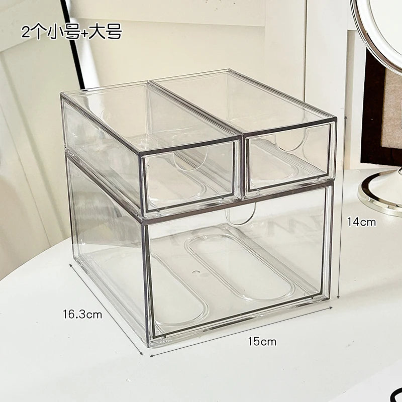 boîte rangement cosmétique transparente acrylique anti poussière tiroirs empilable moderne minimaliste
