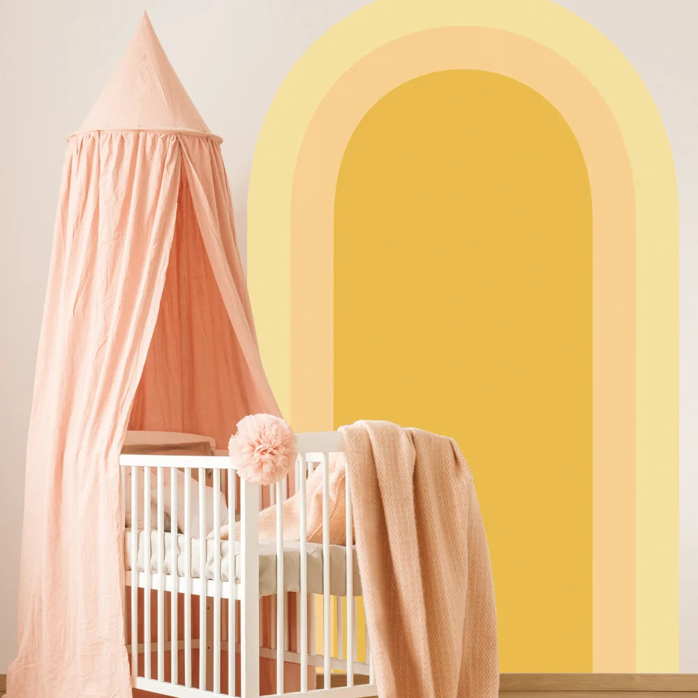 rideau mural moderne orange jaune beige uni minimaliste maison salon chambre d'enfant decoration autocollant