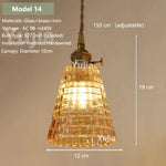 suspension lumineuse vintage transparente relief doré éclairage rétro chambre salon