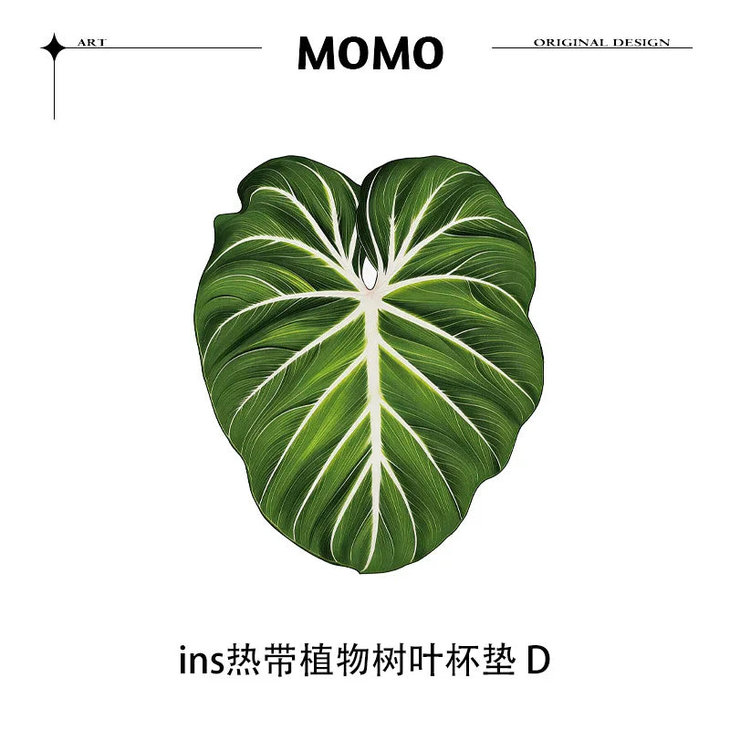coasters feuilles tropicales vert blanc rose moderne respectueux environnement set 4pcs 5pcs