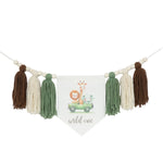 guirlande vert pompons animaux couronne décoration enfant moderne chambre bébé anniversaire festif