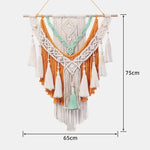 tapisserie macramé boho chic beige motifs géométriques franges moderne suspension maison