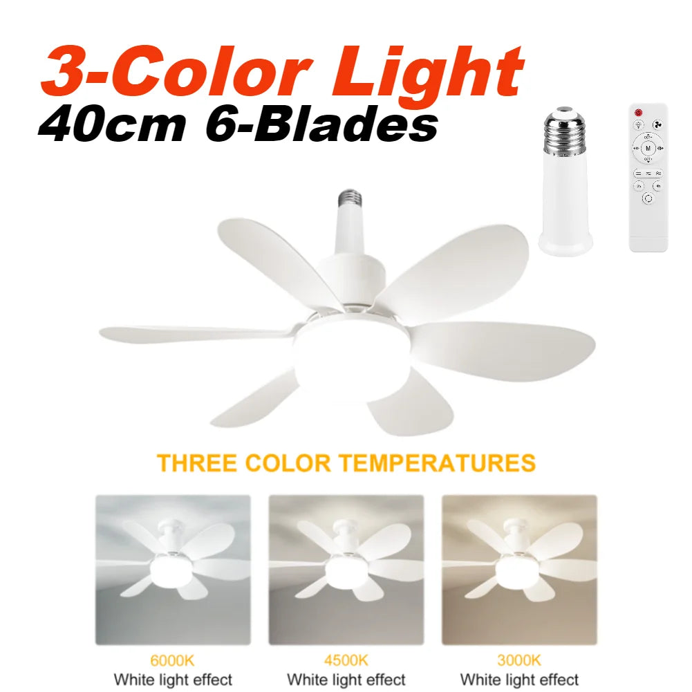ventilateur lampe rgb multicolore feuilles vertes moderne orange bleu vert beige
