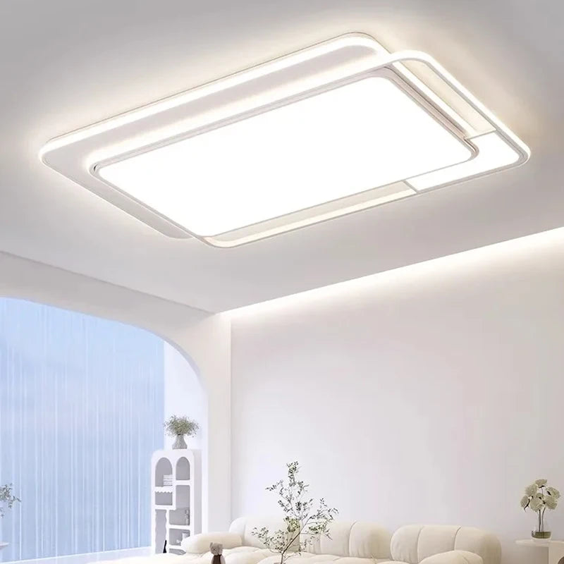 plafonnier led blanc contemporain moderne salon chambre opacité fixations invisible