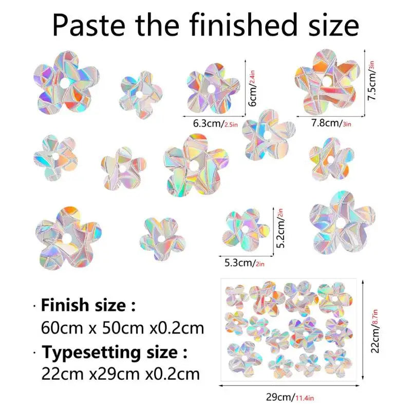 sticker decoratif geometrique multicolore moderne adhesif fenetre decoration diy chambre arc ciel