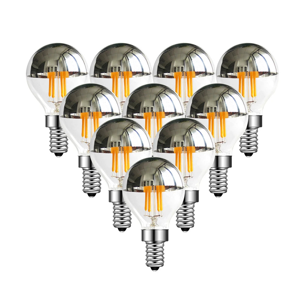 ampoules led dorées argentées vintage e14 e12 opalescentes modernes 400 lumens 4w