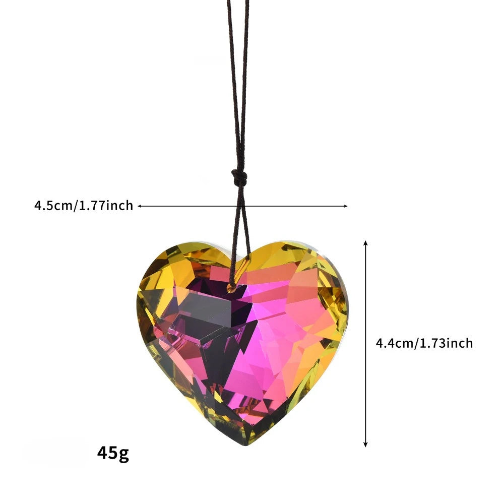 décoration intérieure coeur facettes multicolores moderne ornement bricolage cordelette pendentif arc ciel vibrant reflets