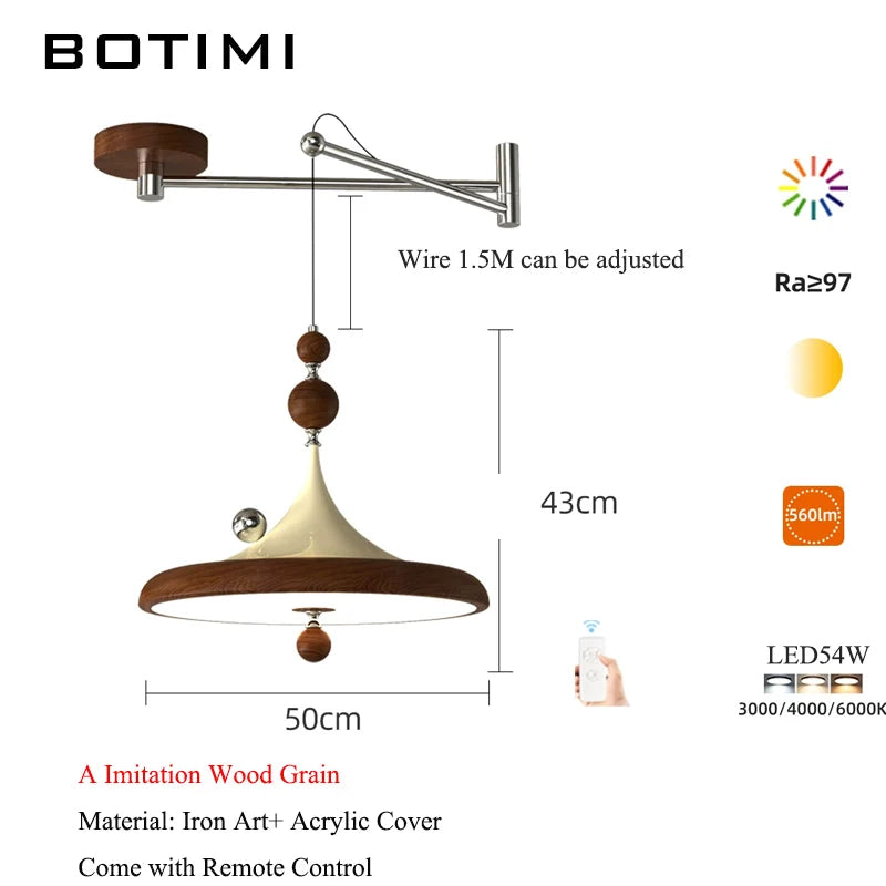 lampe suspendue moderne blanc noir marron brillante tringle métal bois chambre salon étude