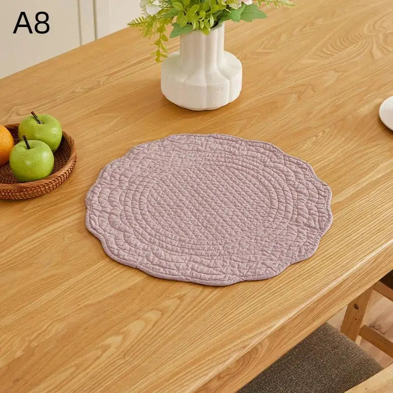 placemat quilté coton moderne blanc vert bleu rose gris marron