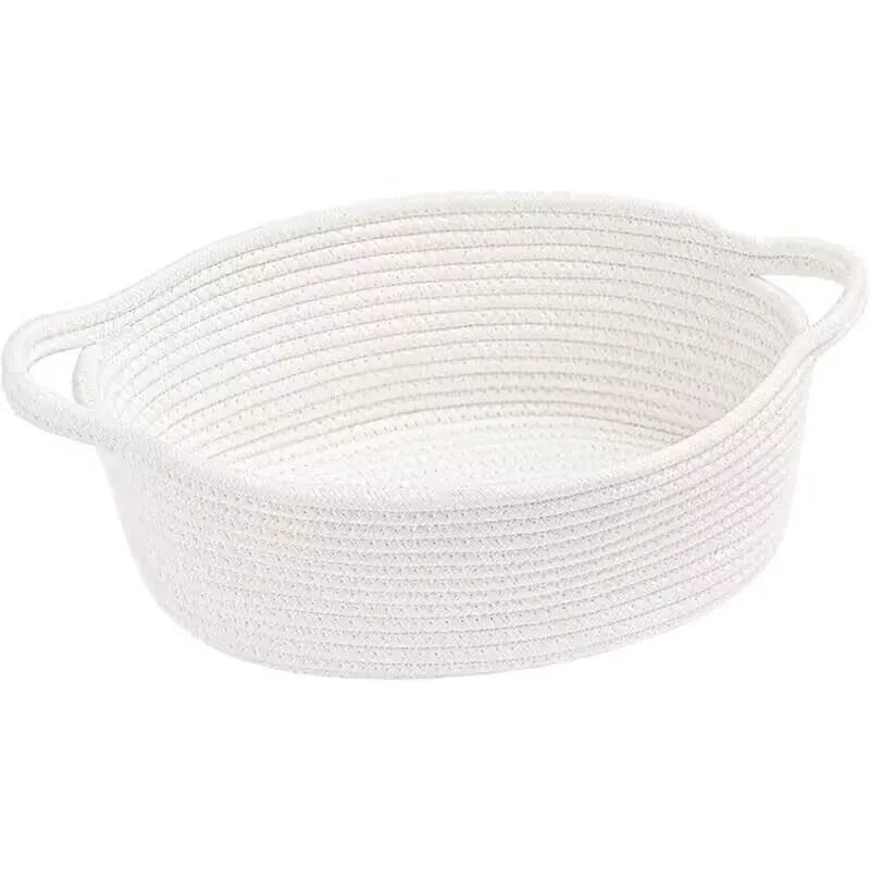 paniers rangement tressés coton scandinave blanc rose minimaliste multifonctionnels