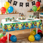 nappe pirate bateau crânes perroquet motif marin fête enfant bleu rouge vert orange