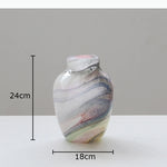 vase moderne opaques marbré blanc bleu gris rose vert jaune fleurs artificielles tableDecoration
