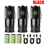 lampe torche noire led 15w rechargeable type ip68 anti choc emergency