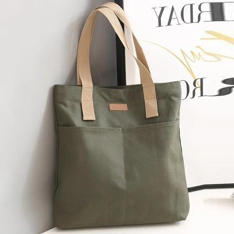 sac main toile femme solide décontracté sacs provisions off white minimaliste intérieur glissière