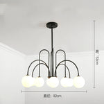 lustre moderne rouge noir doré sphères blanches opaques suspension salon chambre