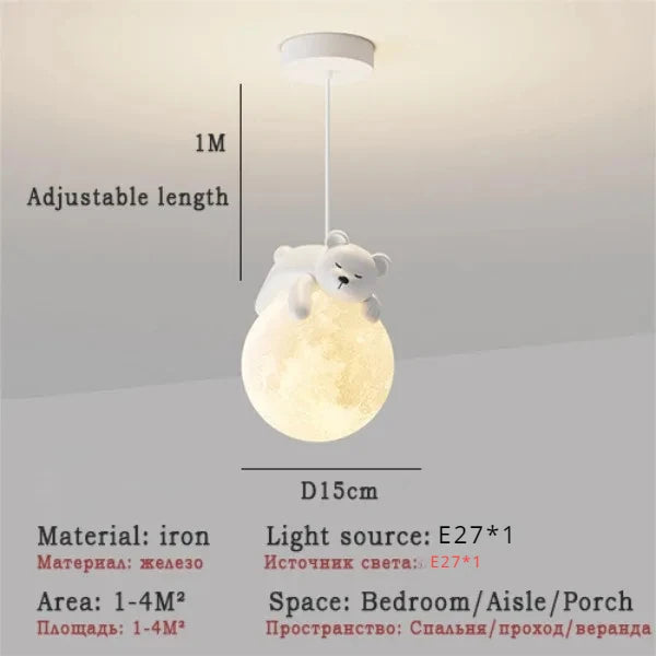lumière suspendue animaux blanc gris rose bébé moderne minimaliste